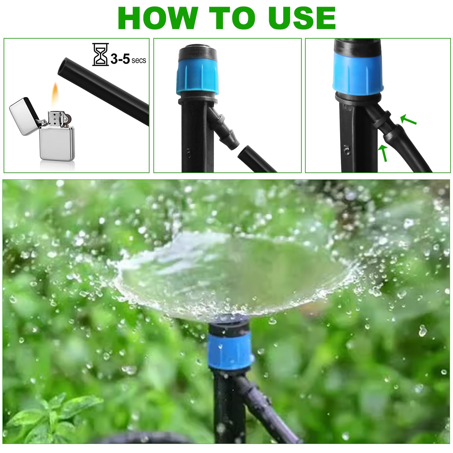 Drip Irrigation System,100FT Adjustable Complete Drip Irrigation Kit for Garden and Raised Beds,Greenhouse,Yard,Lawn with 5/16" and 1/4" Irrigation Tubing,Drip Emitters,Lock Barbed Tee Fittings