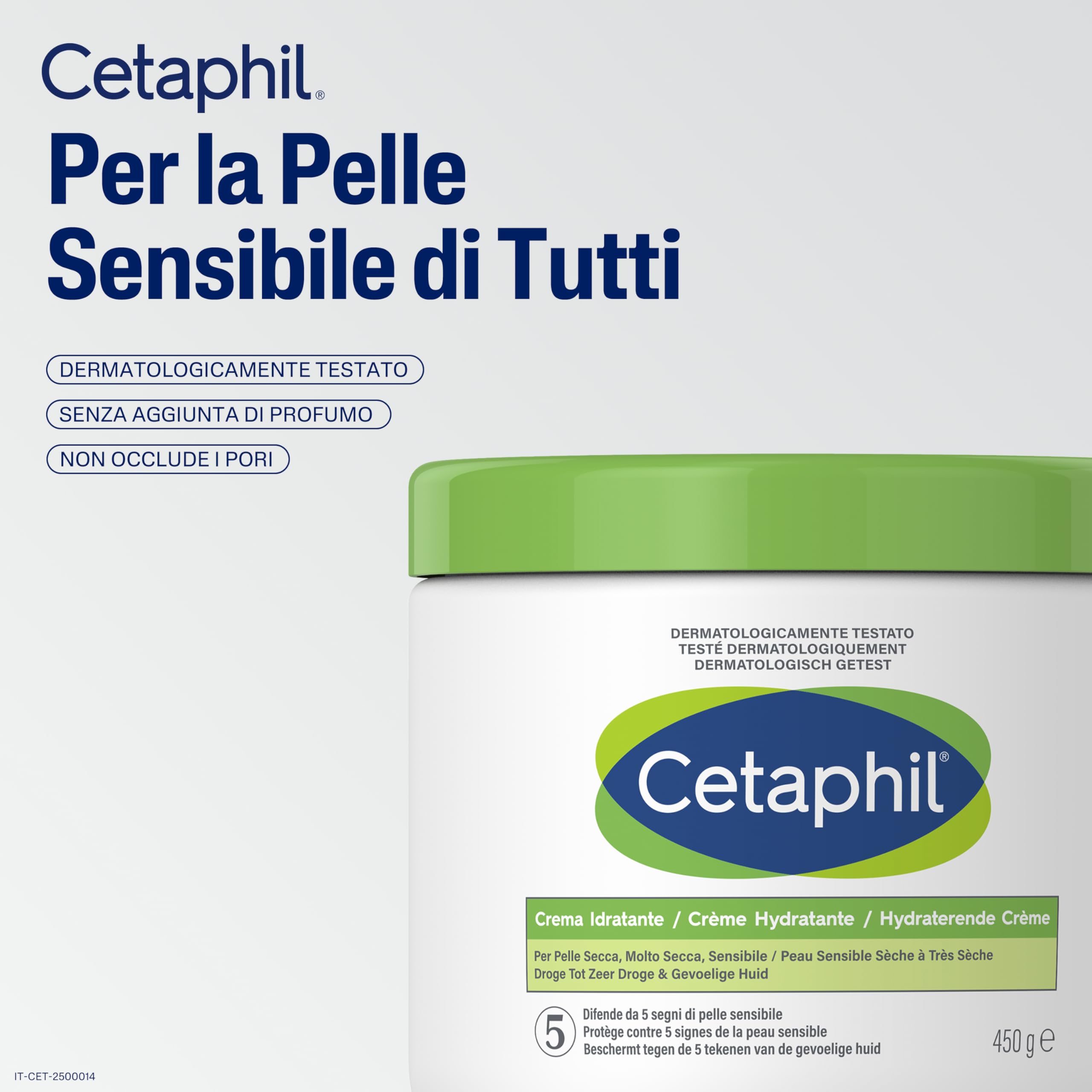 Cetaphil Crema Idratante Viso e Corpo, Senza Profumo, Formato 450g + Emulsione Detergente Viso e Corpo, Senza Profumo, Formato Viaggio 29 ml
