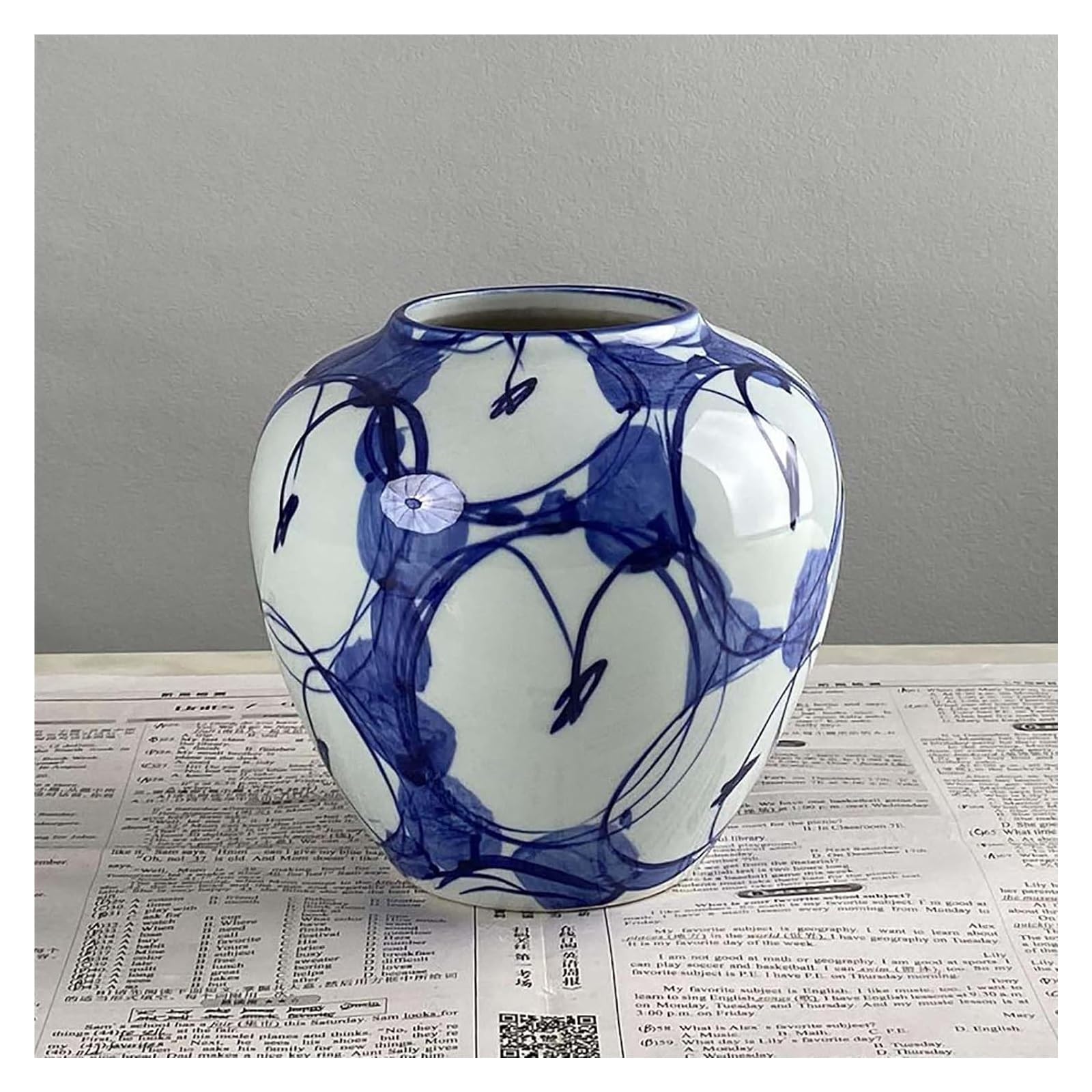 SWENEEN Vase Tabletop Chinese Ceramic Vase Blue And White Porcelain Table Decorations Flower Utensils Living Room Flower Pots Flower Arrangement Decorations,One Color-S