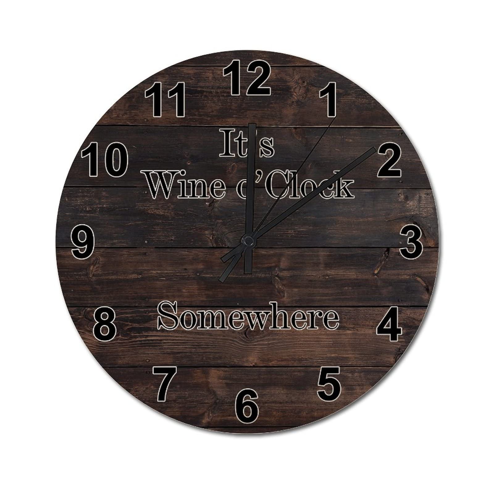 Horloge murale en bois silencieuse vintage grande pendule rétro 38 cm pour cuisine et salon