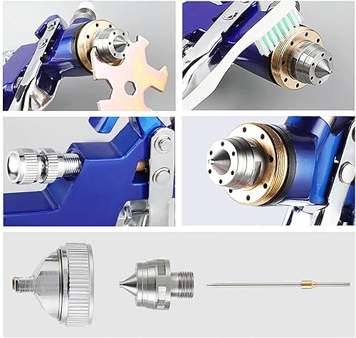 Miniatura 3 de Pistola de pulverización profesional de aire de alimentación por gravedad HVLP con boquillas de 1.4 1.7 y 0.079 in, pistola de pintura con taza de