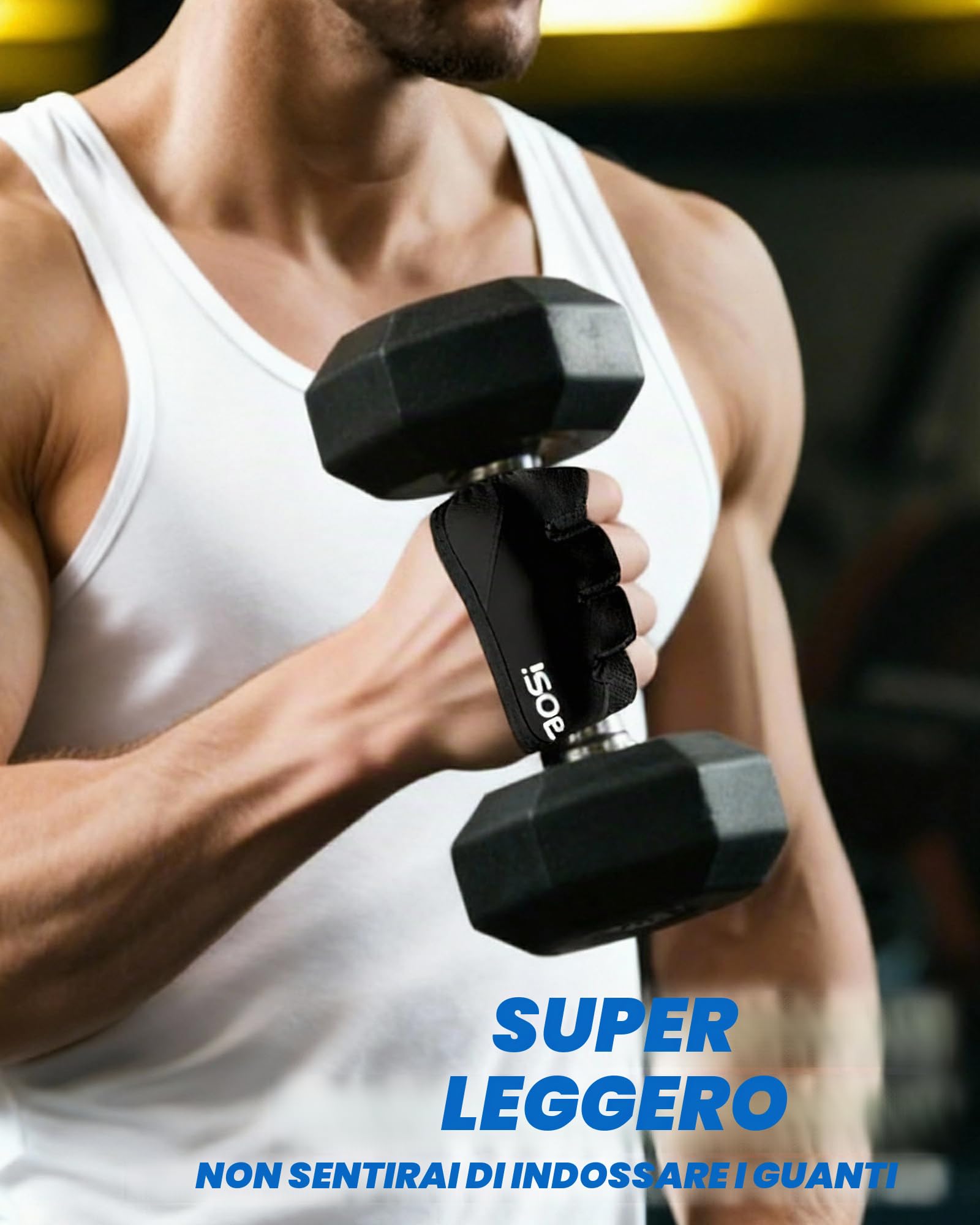Guanti Palestra Uomo Donna Fitness Allenamento Sollevamento Pesi Antiscivolo Traspiranti Imbottitura Rinforzata