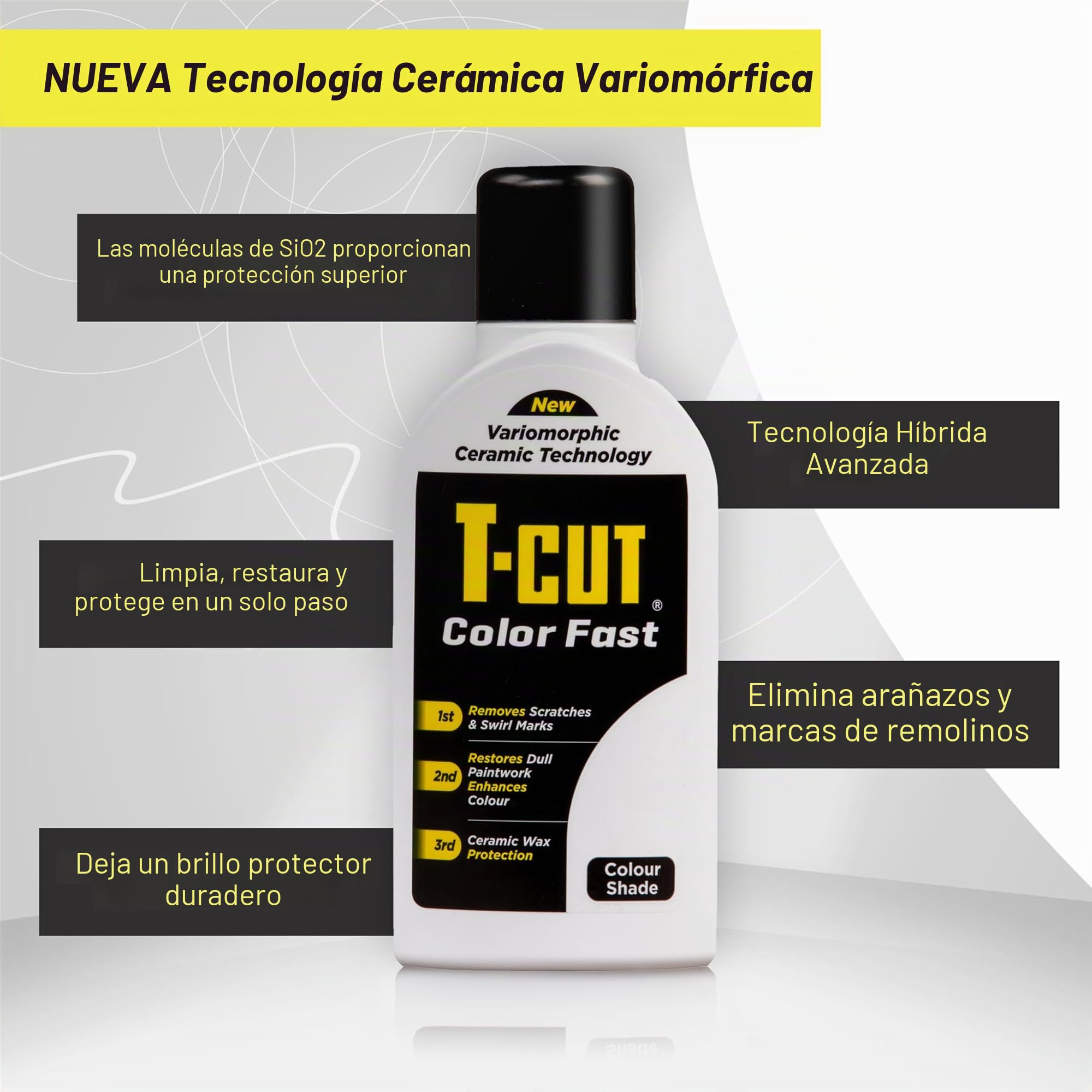 T-Cut 3 en 1 Color Restaurador de Pintura Rápida Pulidor de Coches, Blanco, 500 ml