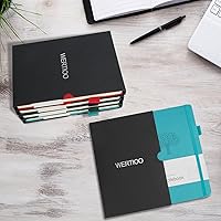 Vista 6 de WERTIOO Hardercover Journals 200 Pages, Diary Leather Lined Journal Notebook Writing A5 100gsm Thick Paper Notebooks (Dark Green)