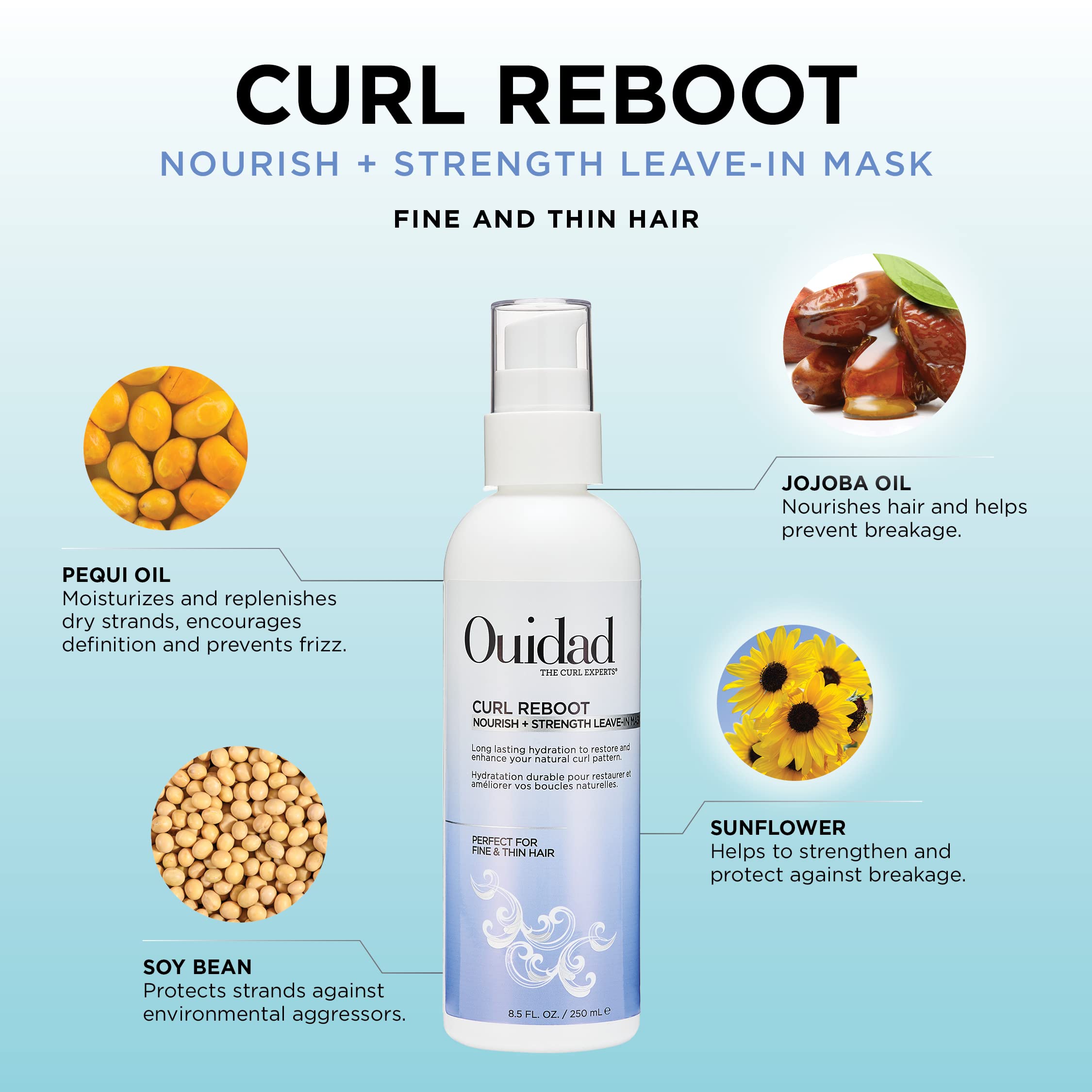 OUIDAD Curl Reboot Strengthen + Nourish Leave-In Mask - Fine Hair, 8.5 oz.