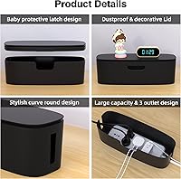 Vista 3 de Cable Management Box - Large Cord Organizer Box to Hide Power Strip & Under Desk, TV Computer Wires Cable Organizer Box with Baby Proofs, Desk Cord