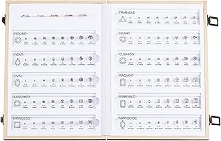 Diamond Size Shape Guide Selector Kit, 5A Cubic Zirconia Engagement Ring Size Comparison Tool Box, 11 Classic Diamond Cutting Shape Mix 8 Different Size With Ring Measuring Ruler