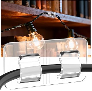 Light Clips Hooks for Outside String Lights, 30 Pcs Adhesive No Drill Light Hangers - Outdoor Patio Balcony Decor Fence - Rope Led Light Strip Christmas Decor Hooks