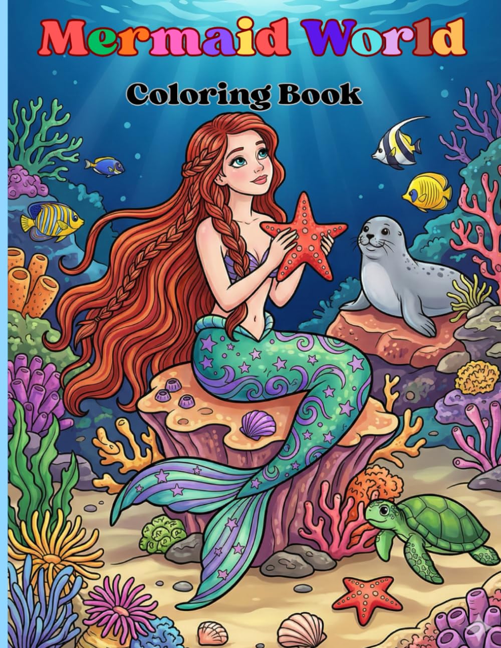 Mermaid Coloring Book: Cute Mermaids and Sea Creatures to Color for Kids Ages 4–8