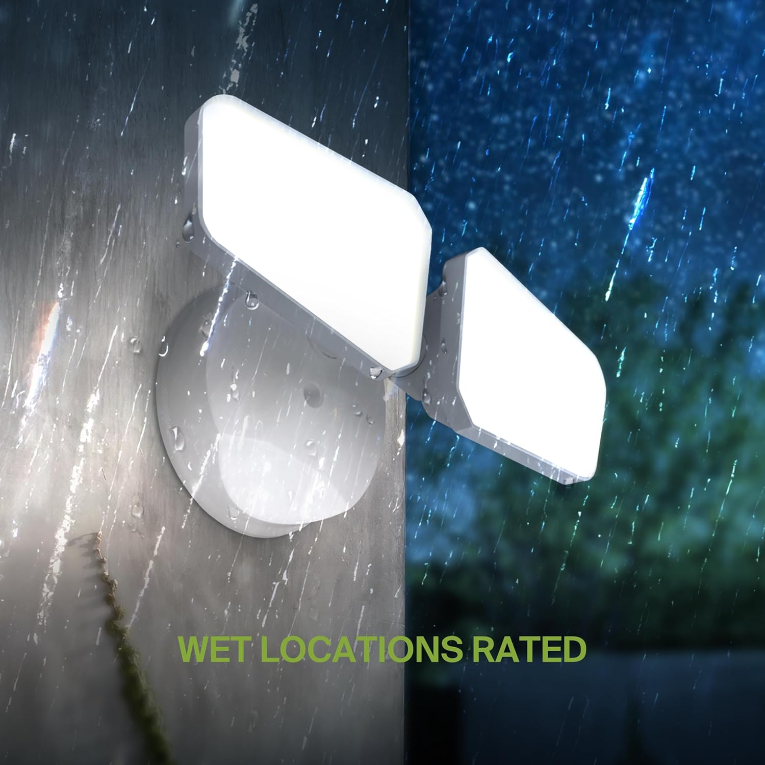 ASD LED Security Flood Lights Outdoor, 20W 5CCT 2700K-5000K, Rotatable Heads, Wired Flood Light, 150° Side-to-Side, 180° Up and Down, IP65 for Wet Locations, UL DLC Premium, 145000 hr Lifespan, White