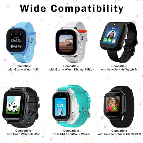 Miniatura 7 de Paquete de 3 correas de nailon de repuesto compatibles con Gabb Watch 3e 3 2 1Gizmo Watch 3 2 1Cosmo JrTrack Watch, diseño de gancho y bucle, fácil