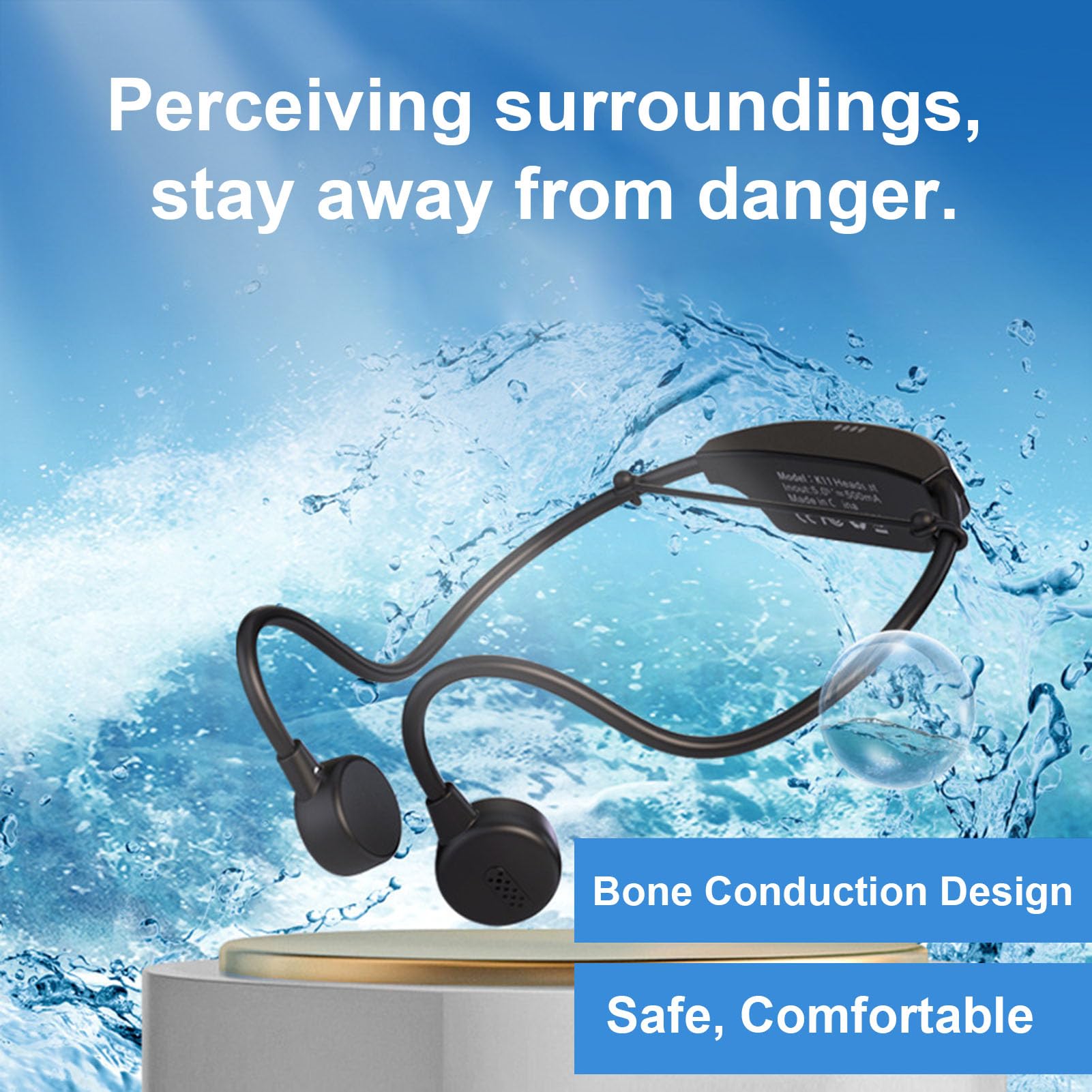 Bluetooth 5.3 Słuchawki Przewodnictwa Kości IPX8 Water Water Proof - 16 GB MP3 Słuchawki Pływackie z 12H Playtime, Otwarte Słuchawki do Uszy do Basenu/okrążenia, Nurkowanie, (BLACK)