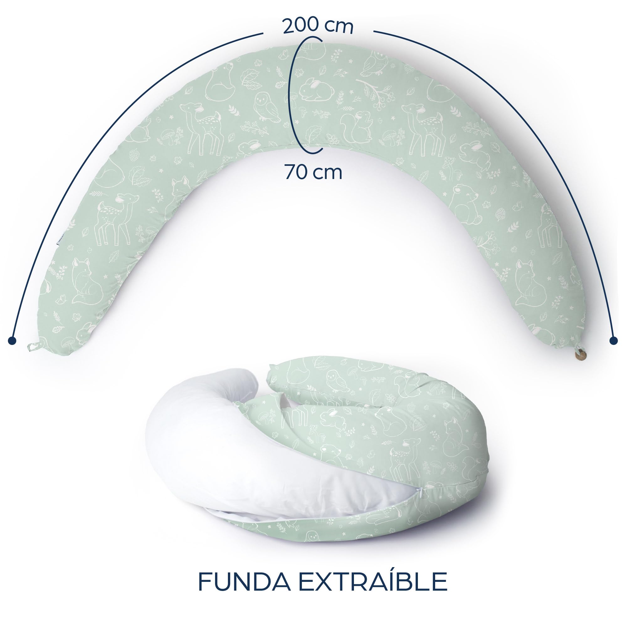Niimo Cojín Embarazada XXL - Ganador del Doble Platino 2022, Cojín Embarazada y Cojín Lactancia Bebé con Funda 100% de Algodón, Almohada Embarazada Dormir, Lavable Relleno de Poliester