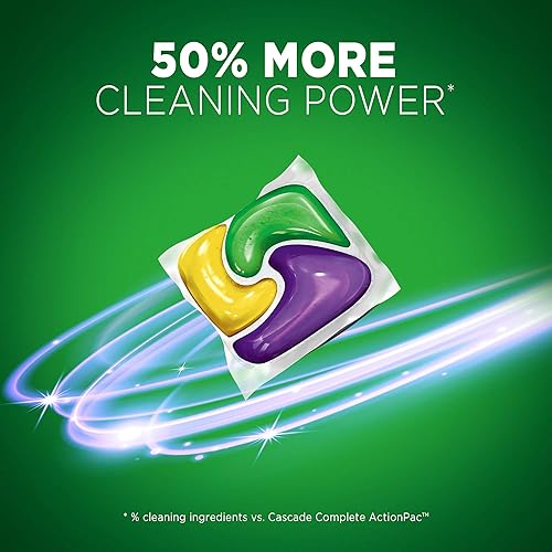 Miniatura 4 de Cascade Actionpacs - Cápsulas de lavavajillas detergente para lavavajillas con acción de limpiador de lavavajillas limón Platinum Plus 30 unidades