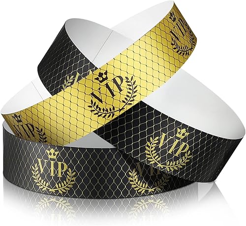 Jadive 500 Piezas de Pulseras de Papel VIP Plásticas Impermeables de Identificación para Fiestas, Pulseras de Brazalete para Eventos en Parques de