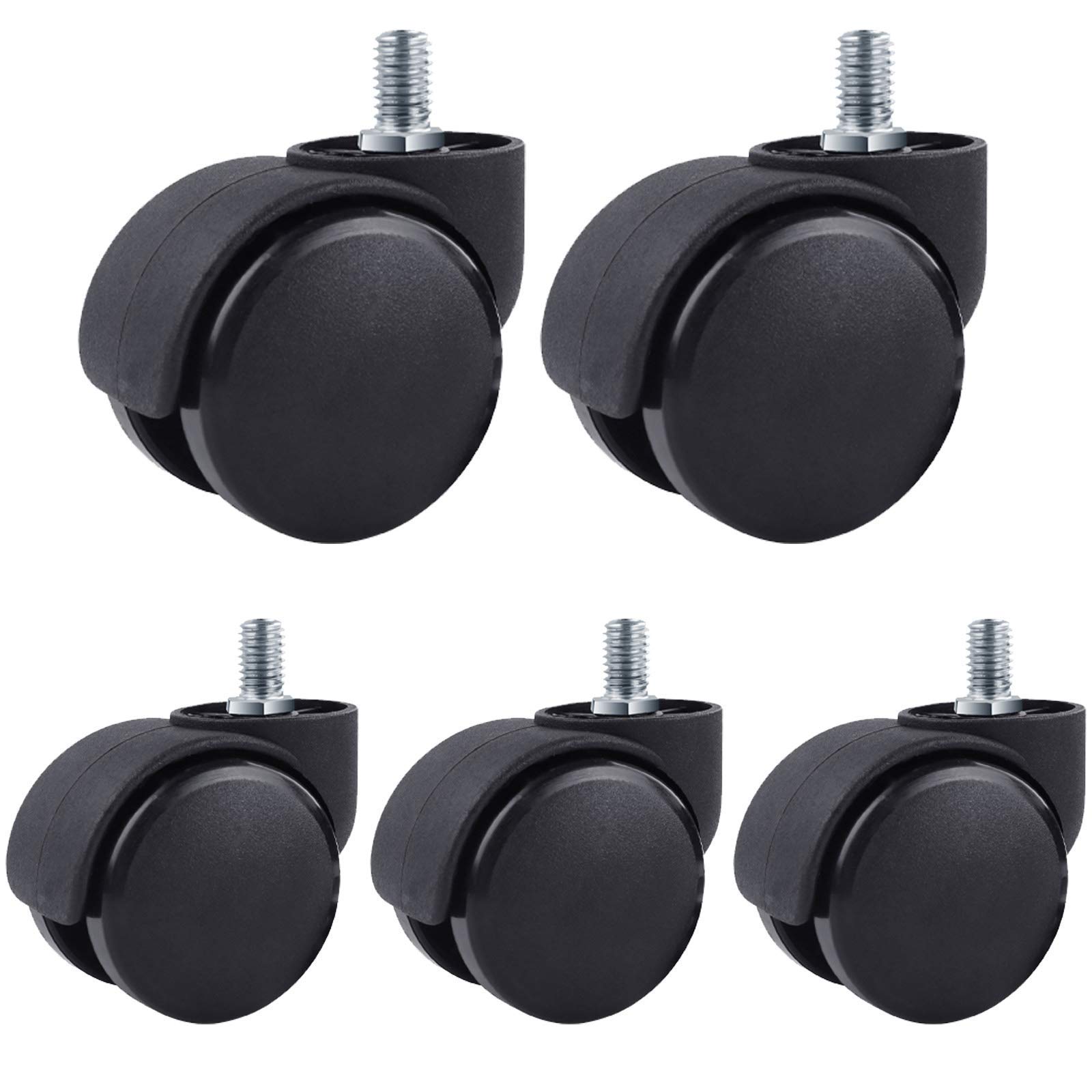 Roulettes pivotantes en plastique ABS anti-blocage avec filetage pour charges de 80 kg
