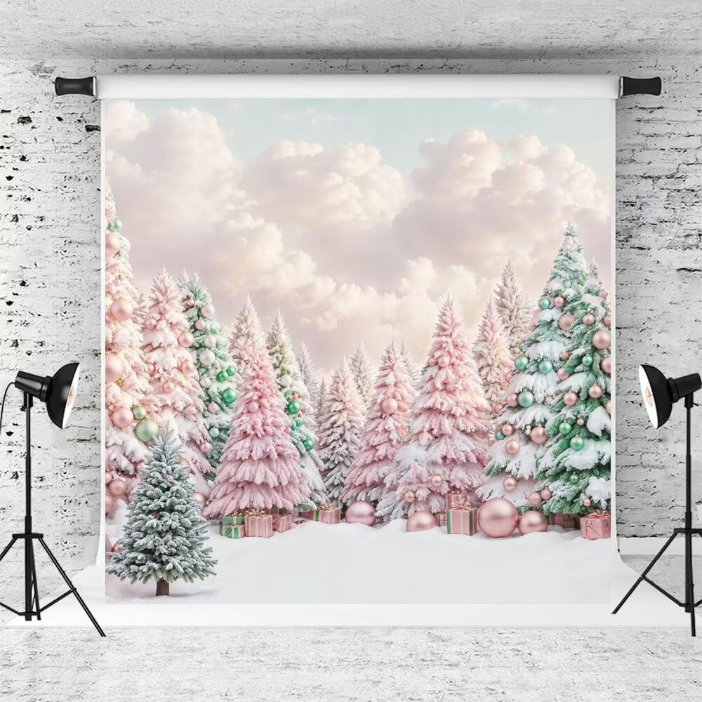 Amazon | Kate 背景布 冬 雪 クリスマス ピンク ツリー 撮影用 背景