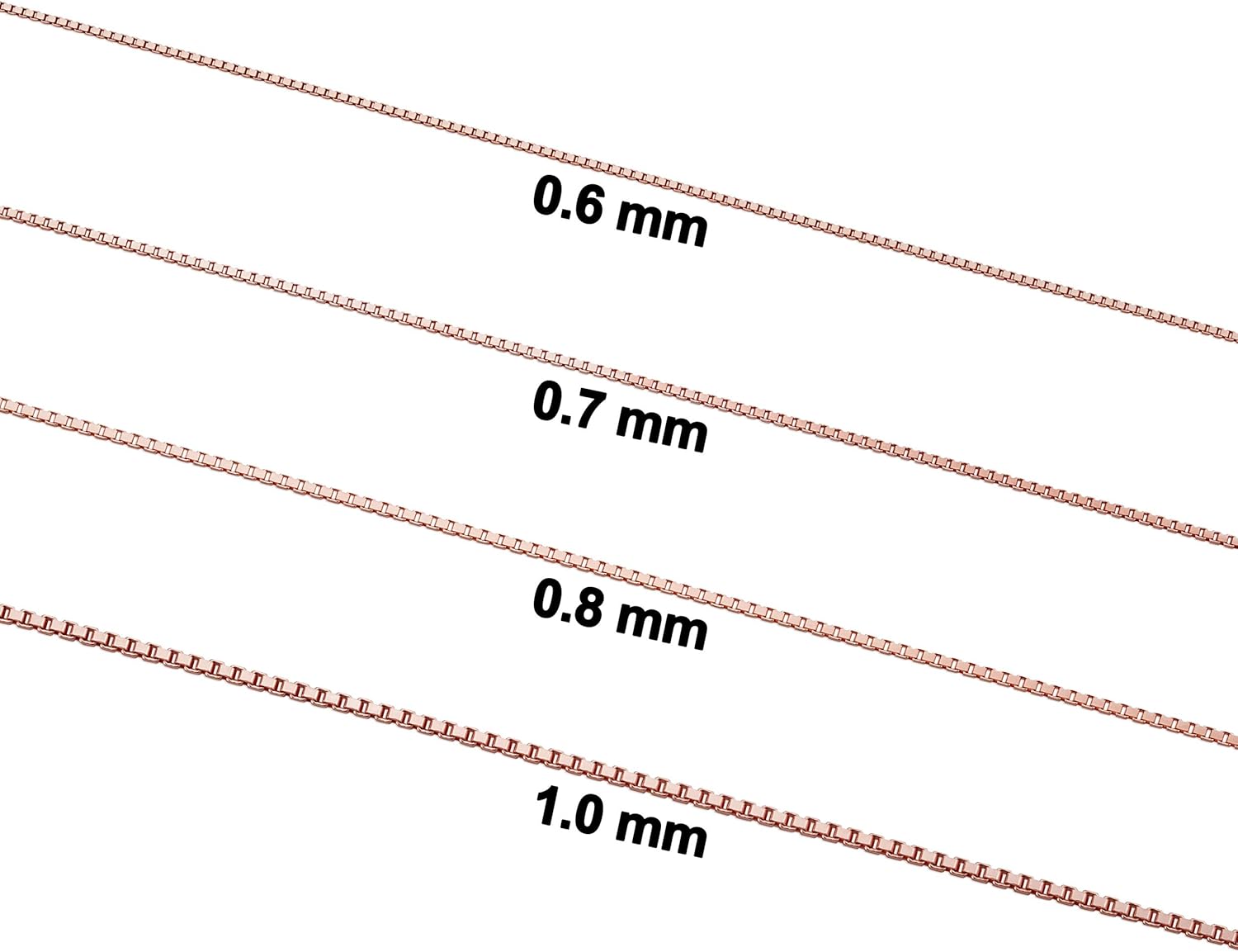 Kooljewelry 14k Solid Rose Gold Box Chain Necklace For Women - Real Gold (0.6mm, 0.7mm, 0.8mm or 1.0mm - sizes from 14 to 30 inches long) - Image 2