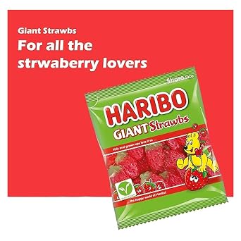 Haribo Giant Strawberries Haribo Giant Strawbs Tub 825g (Pack of 2)