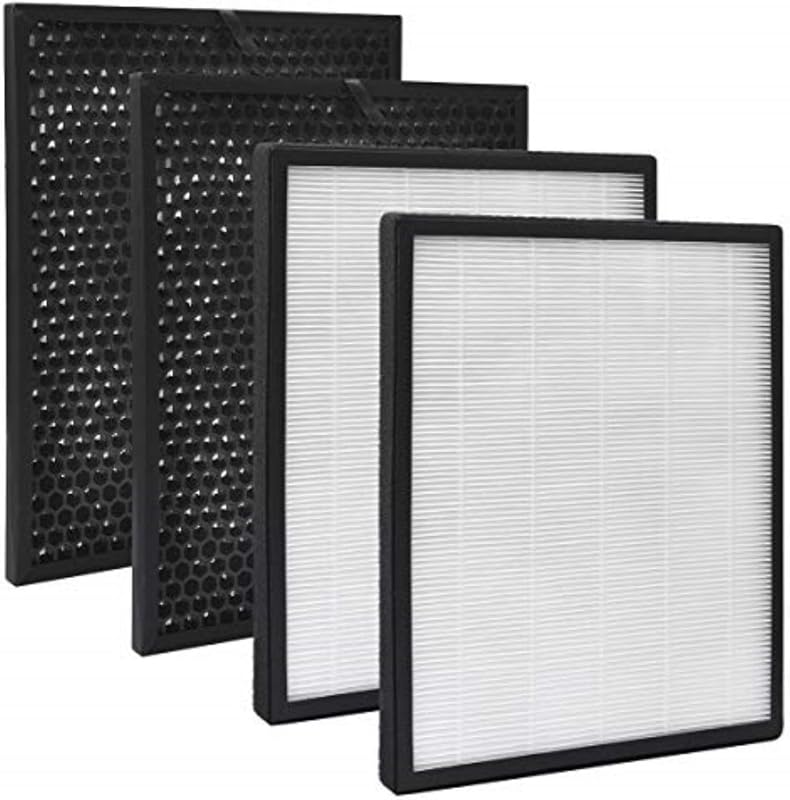 KEEPOW Cserefilter Szett Levoit LV-PUR131 Légtisztítóhoz - 2 HEPA + 2 Aktív Szén Szűrő, PM2.5 Részecskeszűrés, LV-PUR131S Kompatibilis