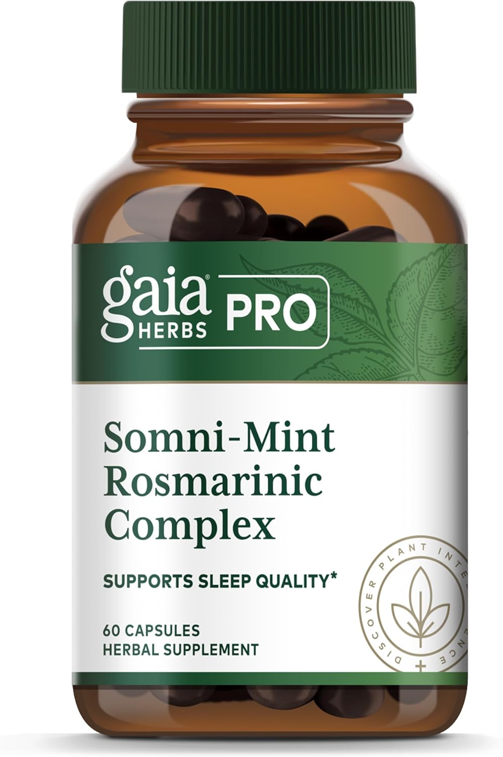 Gaia Herbs Pro Somni-Mint Rosmarinic Complex - Sleep Health & Relaxation Support Supplement* - Restful Sleep Support* with Spearmint, Green Tea & Lemon Balm - 60 Capsules (30 Servings)