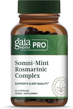 Gaia Herbs Pro Somni-Mint Rosmarinic Complex - Sleep Health & Relaxation Support Supplement* - Restful Sleep Support* with Spearmint, Green Tea & Lemon Balm - 60 Capsules 30 Servings