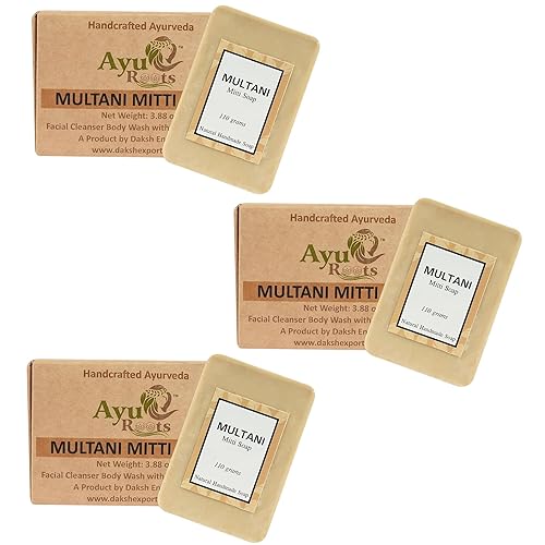 AyuRoots Multani Mitti Soap Bar Natural Handmade Cleanse Skin, Moisturizing,