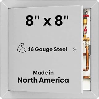 Best BA-AHD 8" x 8" Metal Access Panel with Concealed Pin Hinge, LEED Compliant 16-Gauge Steel Access Door for Non-Rated Drywall/Ceilings, White Drywall Panel with Rounded Corners, Screwdriver Latch