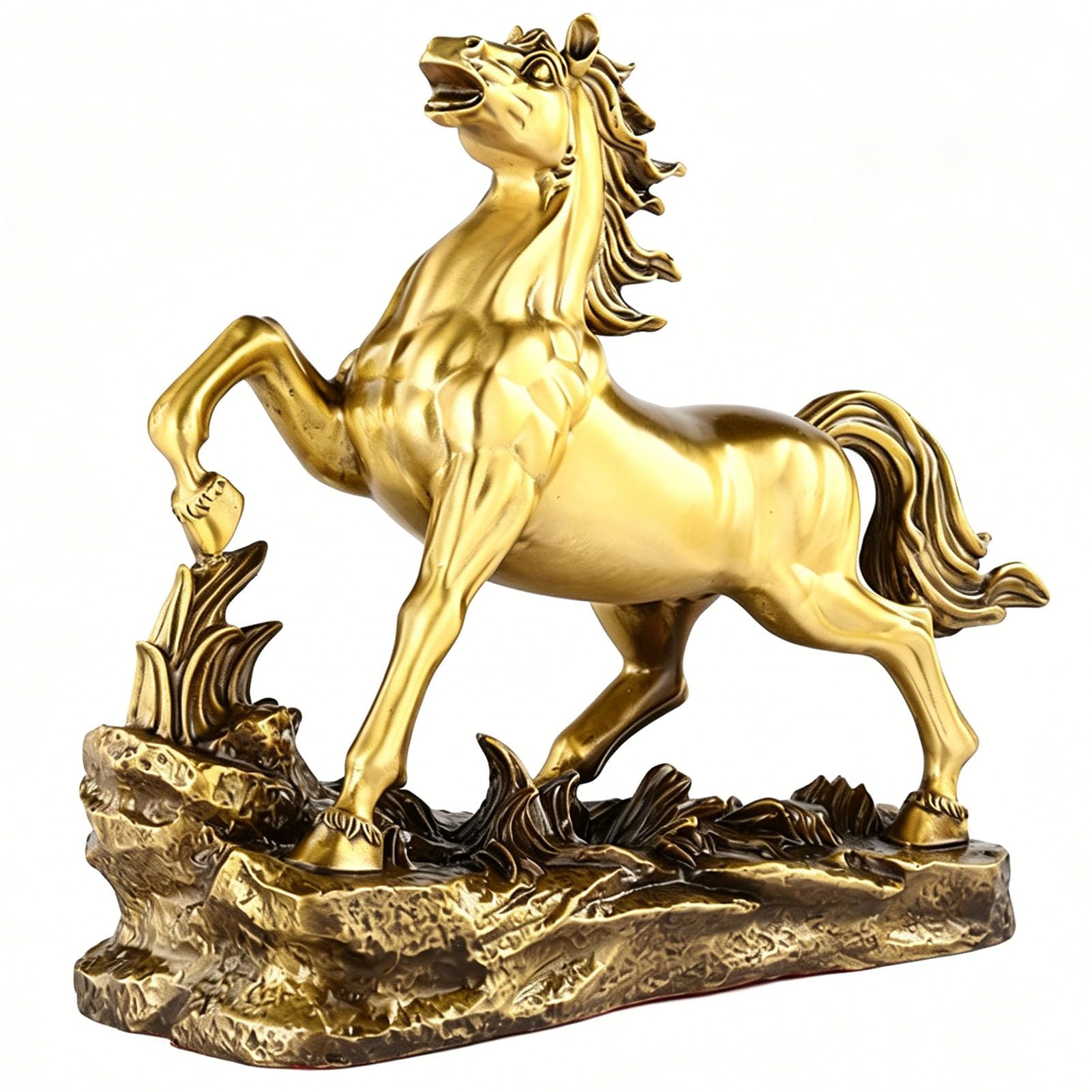 Brass Horses Statue, Feng Shui Galloping Horse Sculpture, Valiant Steeds Figurine for Success & Prosperity, Vintage Home Office Decor, for Business,M