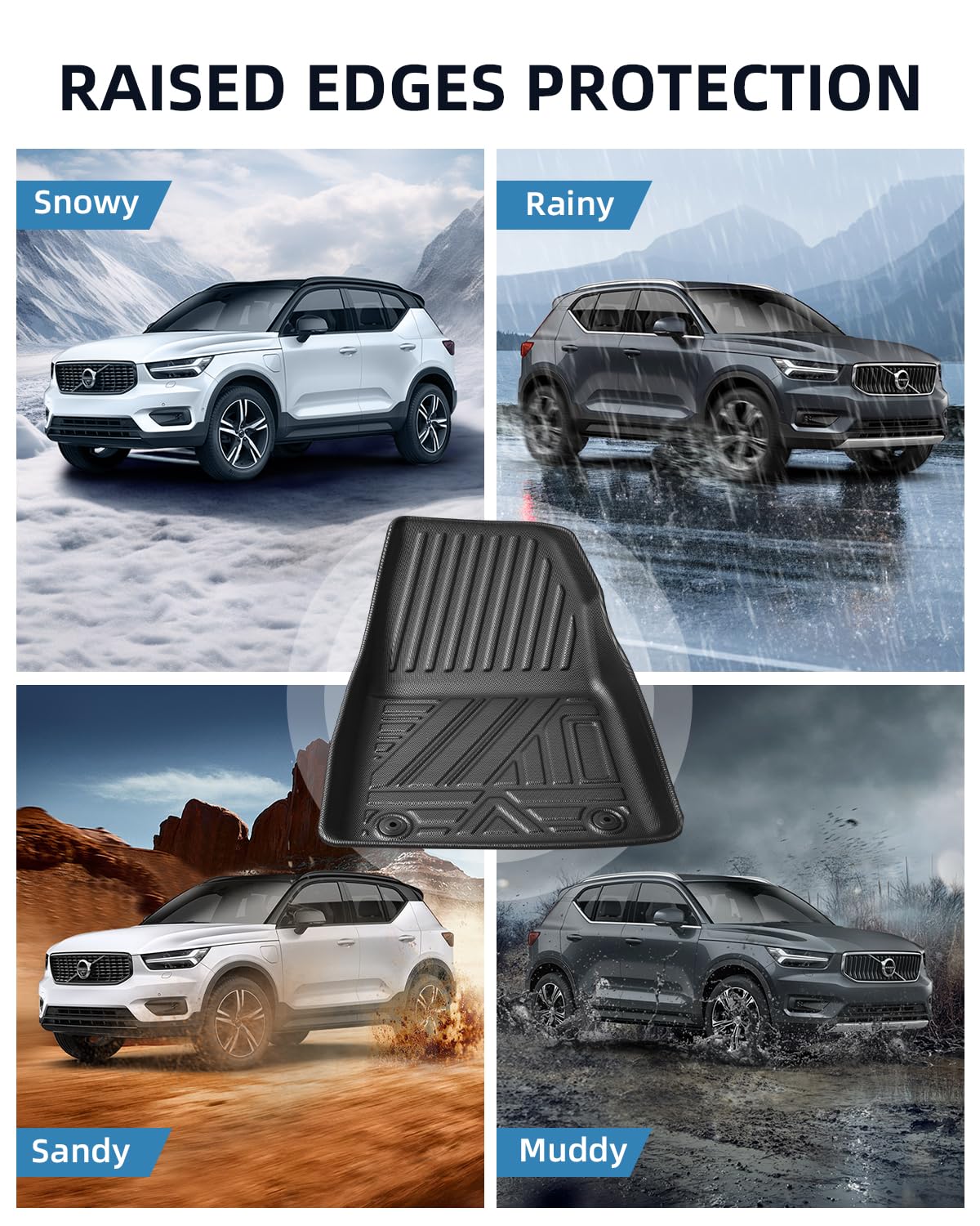 (3-Częściowy) TPE Dywaniki do Volvo XC40 2018-2026 | Maty Podłogowa Oryginalna, Dywaniki Samochodowe z Wysokimi Krawędziami, Akcesoria Antypoślizgowymi i Wodoodpornymi