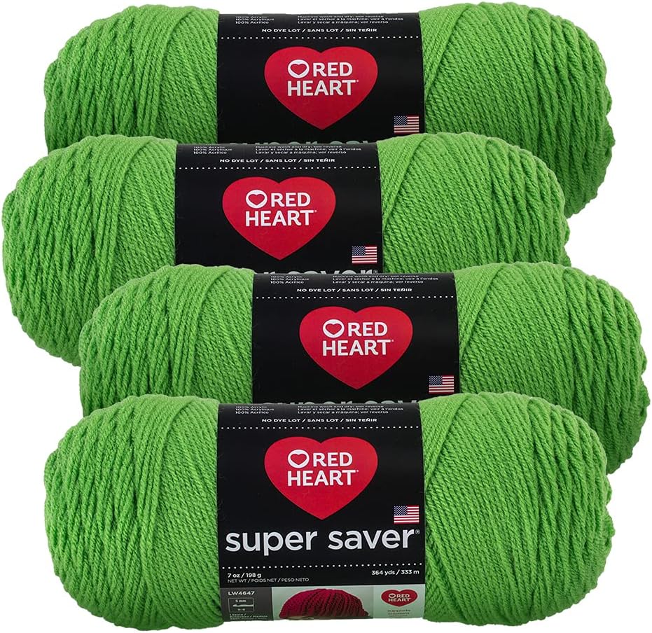 Red Heart Super Saver Yarn (4-Pack of 7oz Skeins) (Spring Green)