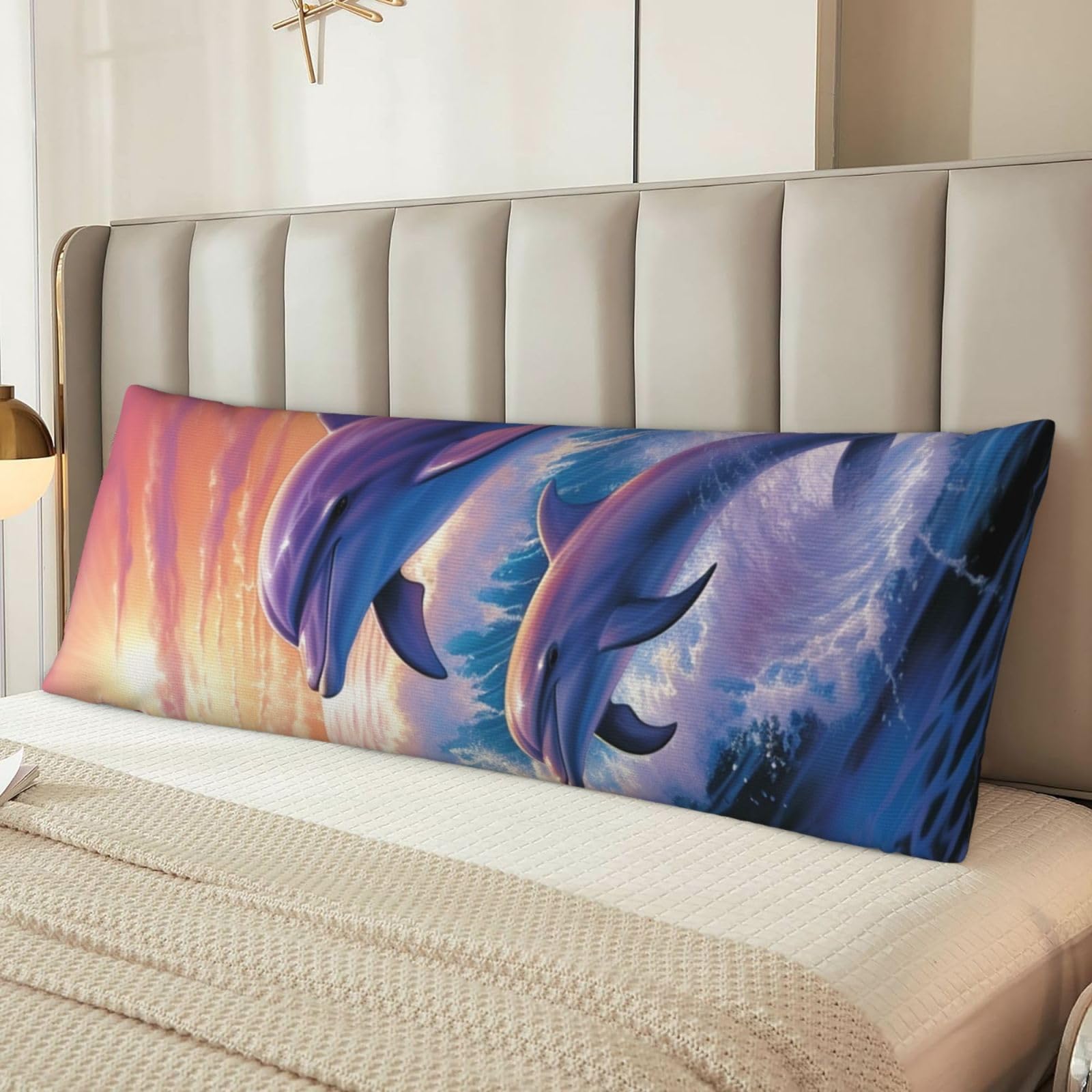 Fodpand Women's Black Dolphins Art Body Pillow Cover 20X54 Inches Soft Microfiber Long Pillow Case For Sleeping & Side Sleepers Comfy Breathable Decorative Body Pillowcase Gifts For Men