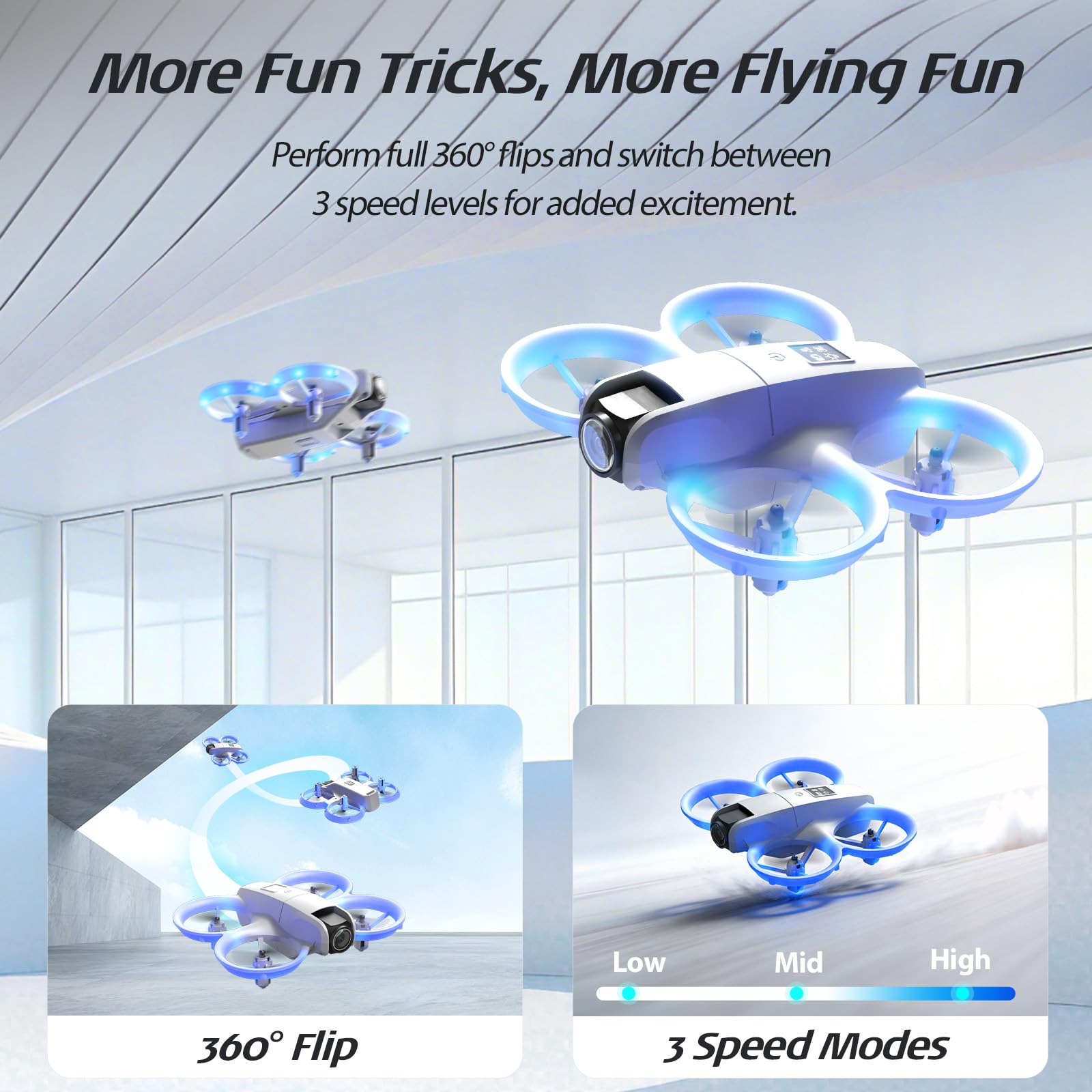 Mini Drone for Kids with 1080P Adjustable Camera, Optical Flow Hover, Gesture Control & Trajectory Flight, 3 Speed Modes - Image 4