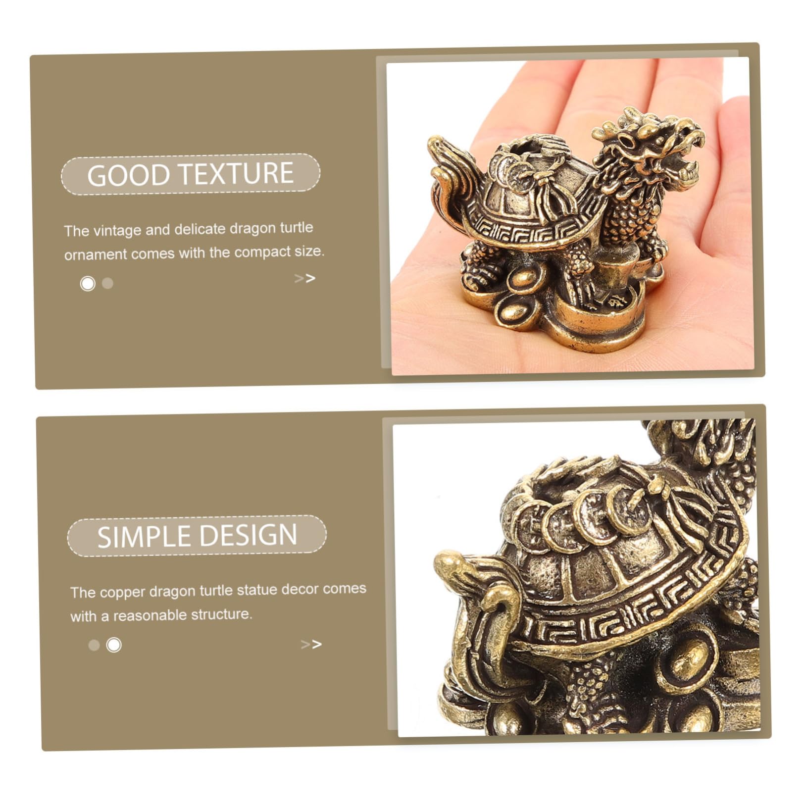 Amazon｜OATIPHO 実心銅製ミニ龍亀置物 小型デスクトップ向け属製風水