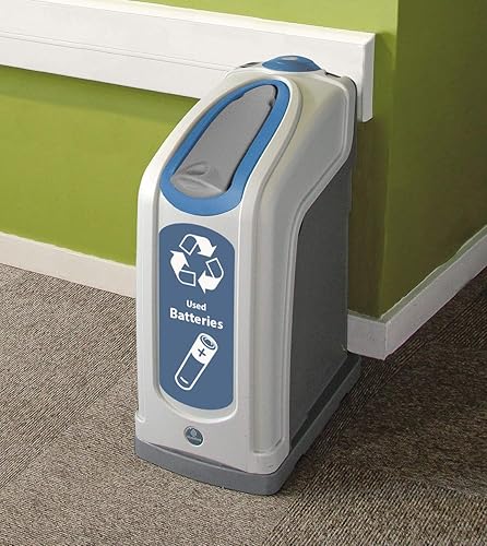 Miniatura 2 de Nexus Contenedor de batería 13G (gris, adhesivo azul) – Contenedor de plástico delgado para reciclaje de baterías – Papelera de reciclaje de oficina