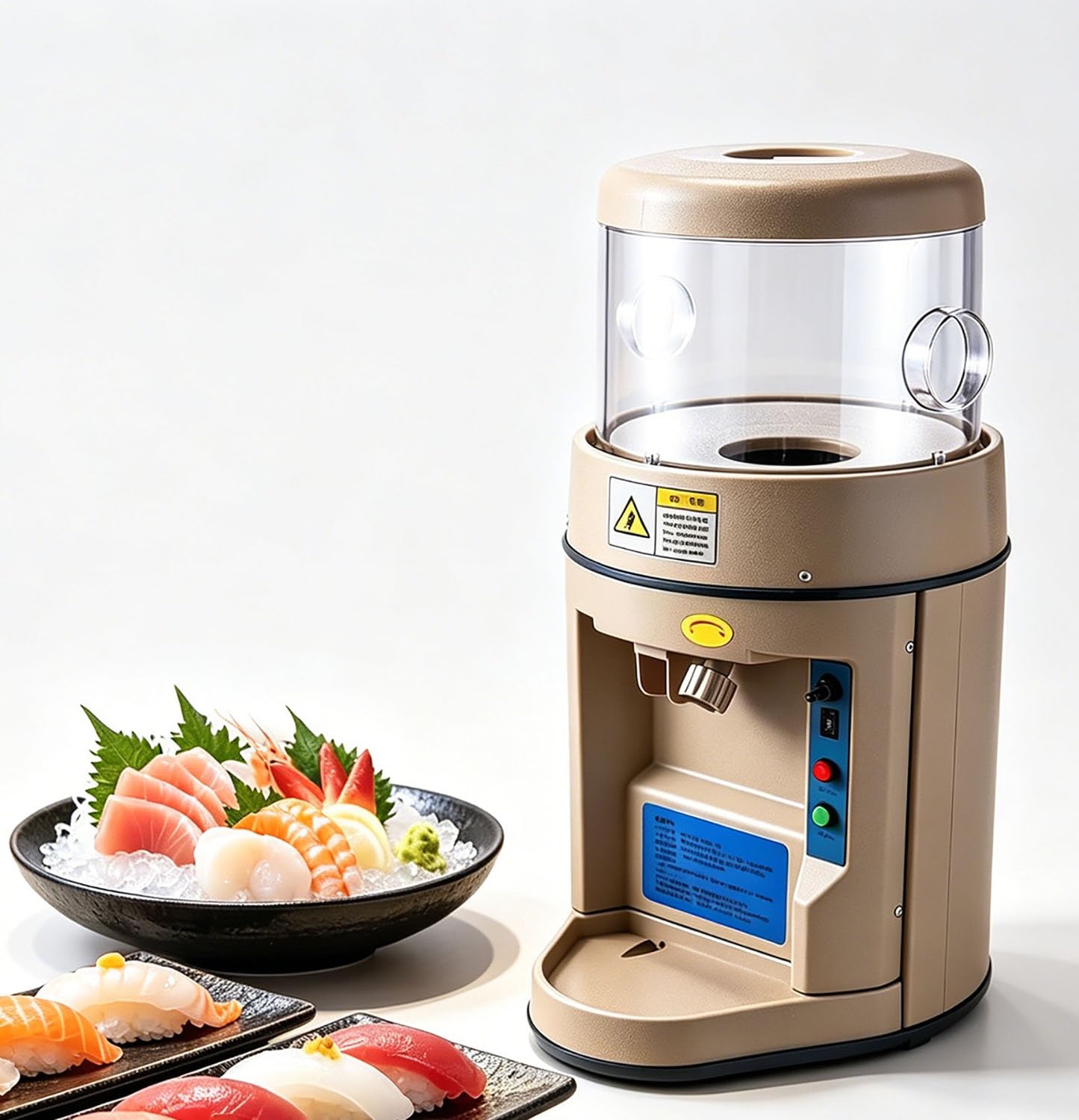 KJZQXYX 440W Electric Shaved Ice Maker, 480kg/h Output, Commercial Ice Breaker,with Smart Timer and Manual Anti-Overflow Button, for Seafood Display