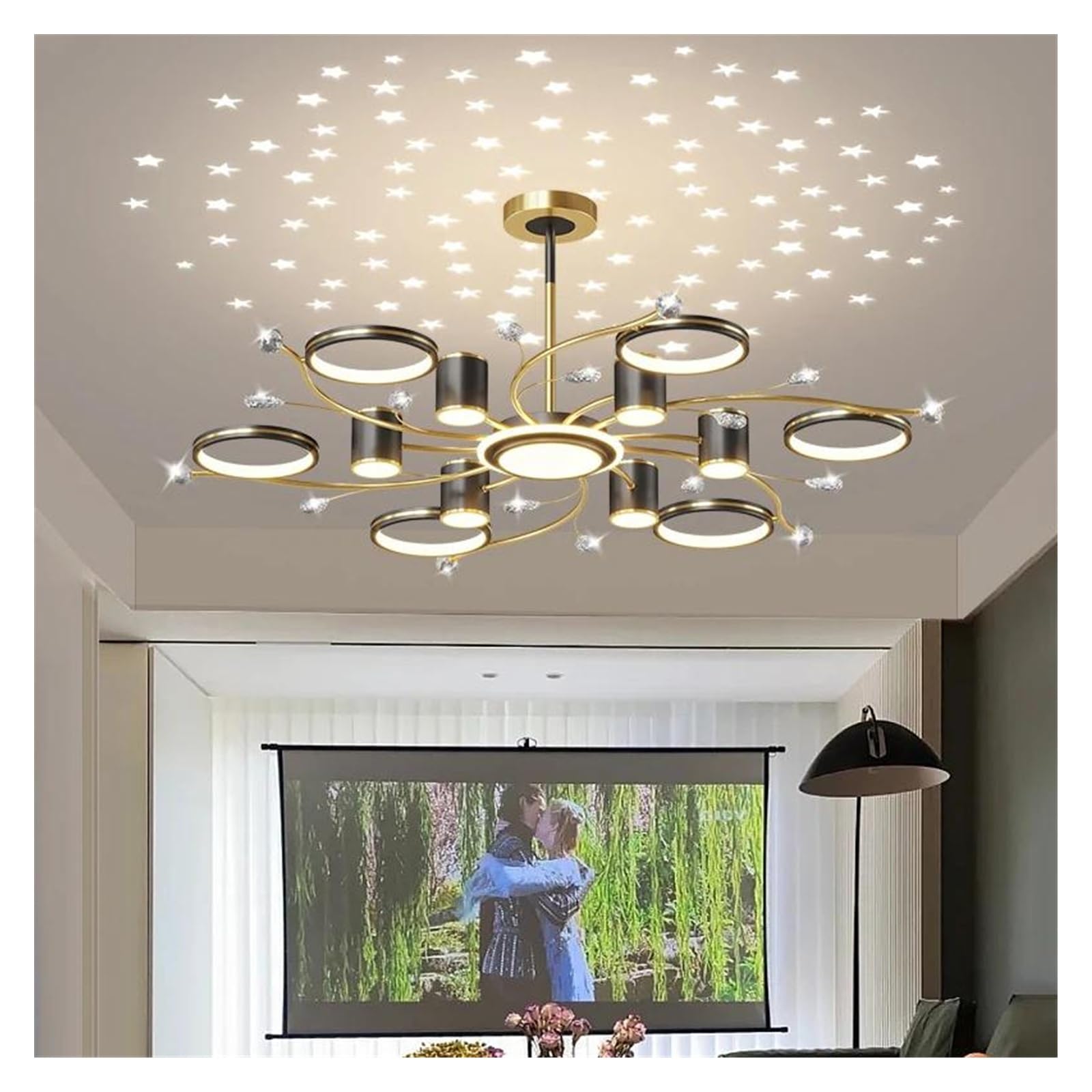 Generico Lampadari, Lampadari da soffitto a LED creativi for soggiorno, tavolo pranzo, ristorante, decorazione moderna for la casa, illuminazione for interni Lusture(3 colors,B Black)