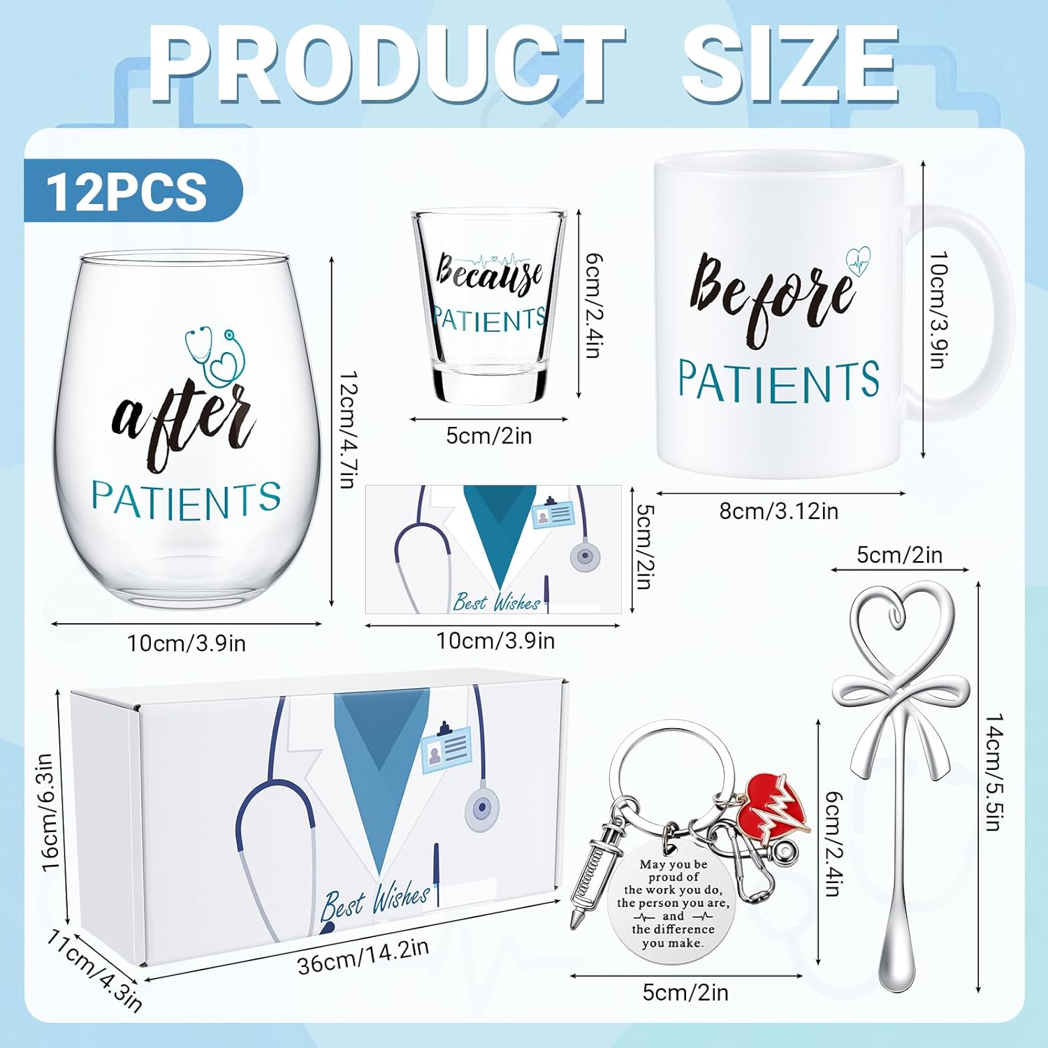 Yoiemivy Before Patients After Patients Gift Set 11 oz Coffee Mug 17 oz Stemless Wine Glass 2 oz Shot Glass, Gifts for Doctor Dentist Hygienists Assistants Physician, Christmas Nurse Gifts for Women - Image 2