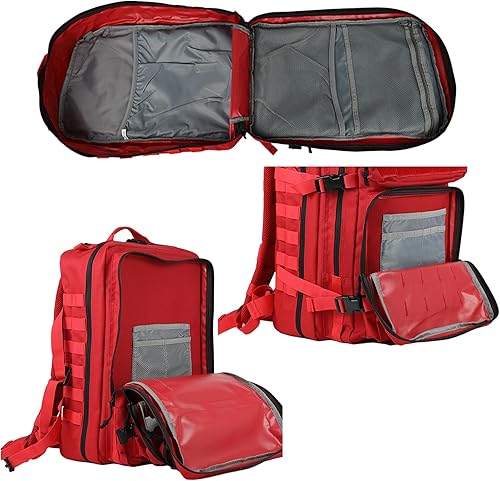 Miniatura 2 de Mochila táctica militar de 45L para hombres y mujeres Bug Out Bag Assault Pack Molle Daypack Senderismo Trekking Mochila, Rojo -, Grande, Atlético