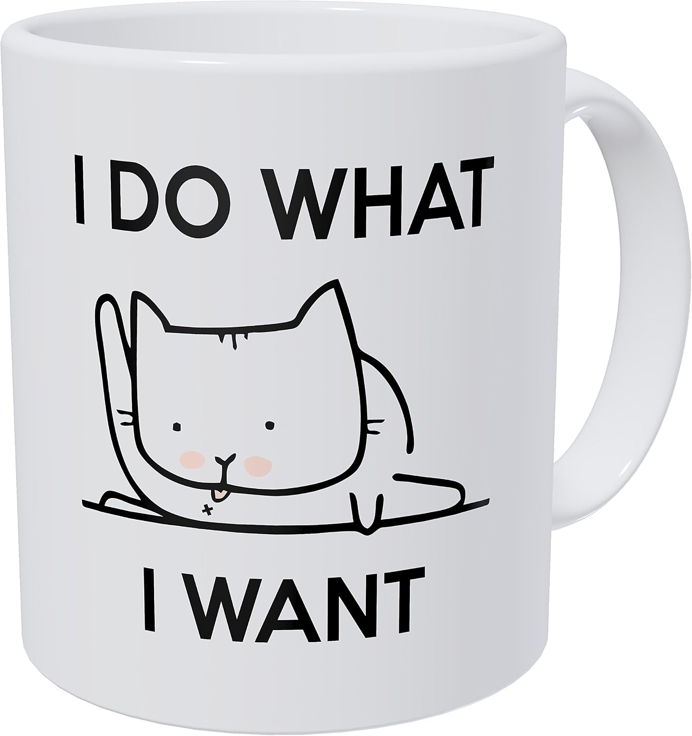 Wampumtuk Cat Licking A I Do What I Want 11 Ounces Funny Coffee Mug