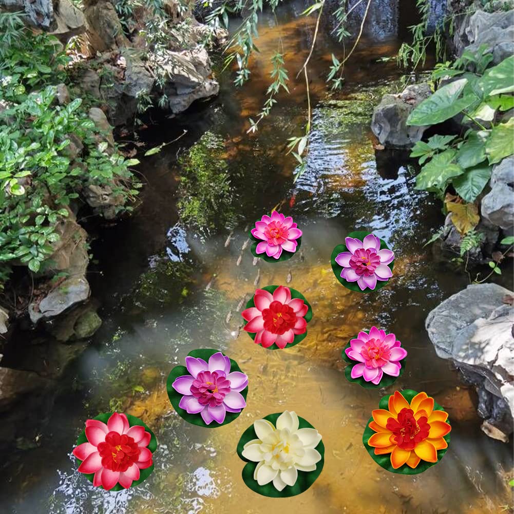 SwirlColor Laghetto da Giardino Piante Artificiali Fior di Loto Romantic Impermeabile per Casa Acquario Nozze 10cm-10 pezzi