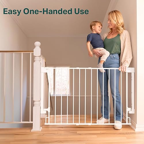 Miniatura 8 de Cumbor Puerta para bebés de 29.2 a 43 pulgadas para escaleras, montada en la pared (requiere taladro), puerta para perro expandible sin barra