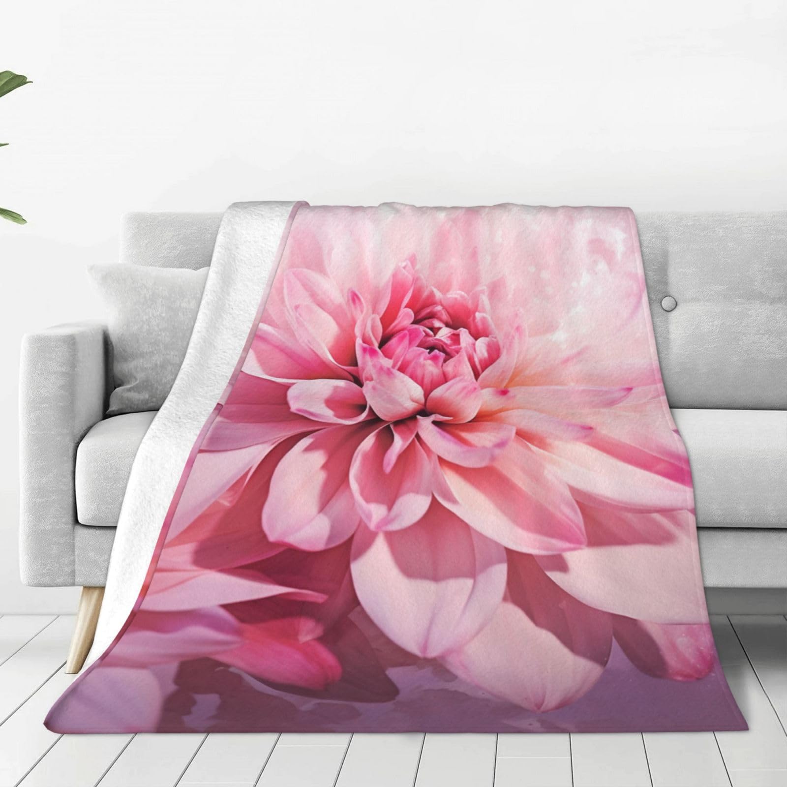 Couverture polaire chaude rose 152x127cm lit et canapé imprimé