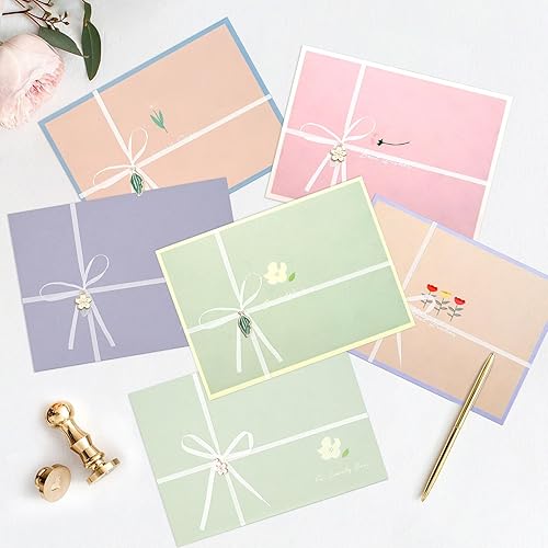 Miniatura 5 de Juego de 48 piezas de papel y sobres, bonito juego de papelería floral para escribir cartas, impresión de doble cara, kit de escritura de letras