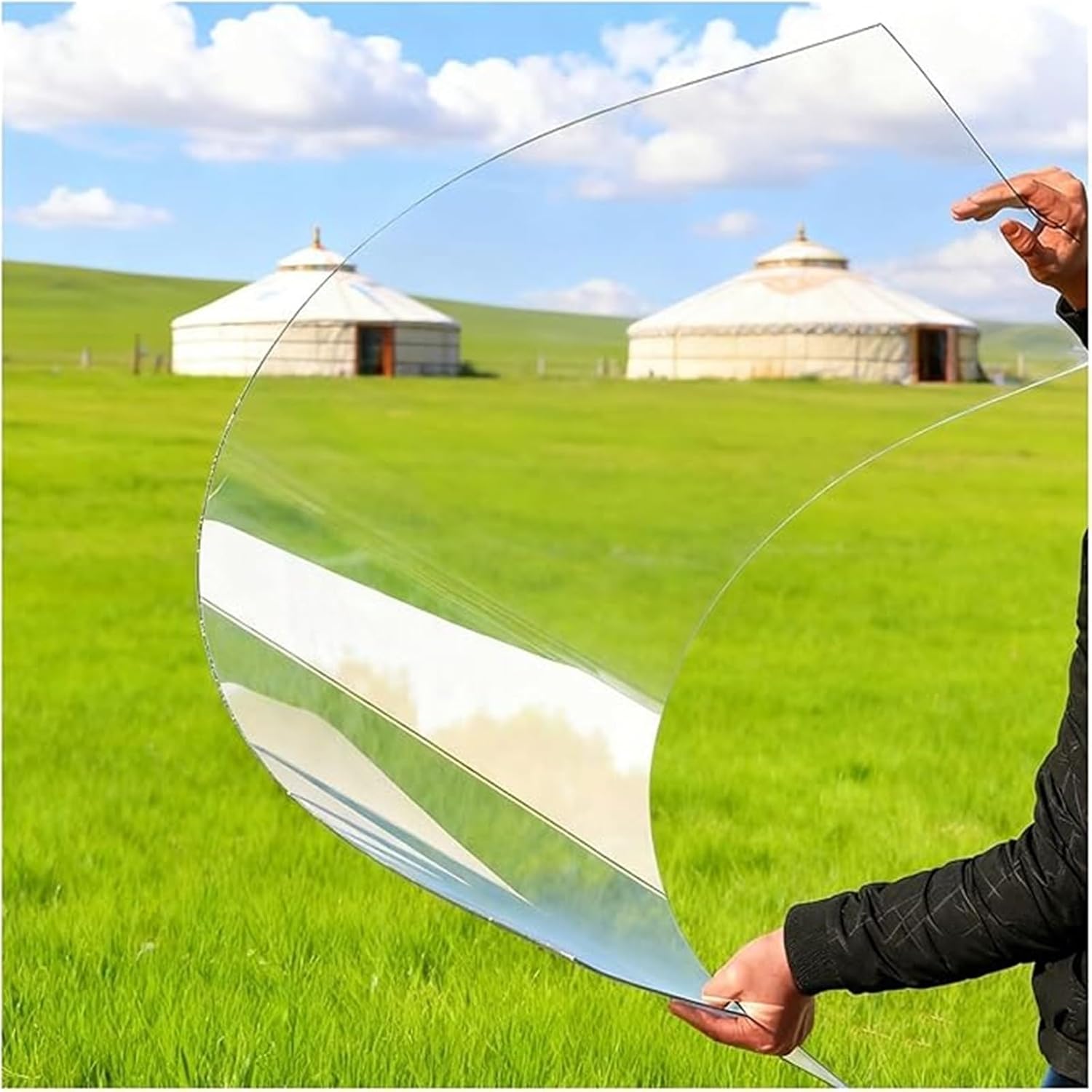 Polycarbonate Plastic Sheet, 1.2/1.22mm, Pc Endurance Board, Greenhouse Roof Panels, Acrylic Pergola Roofing Canopy Cover, for Patios/Roof/Carport, Easy to Cut & Bend, Custom(1.2x2m/3.9*6.6ft)