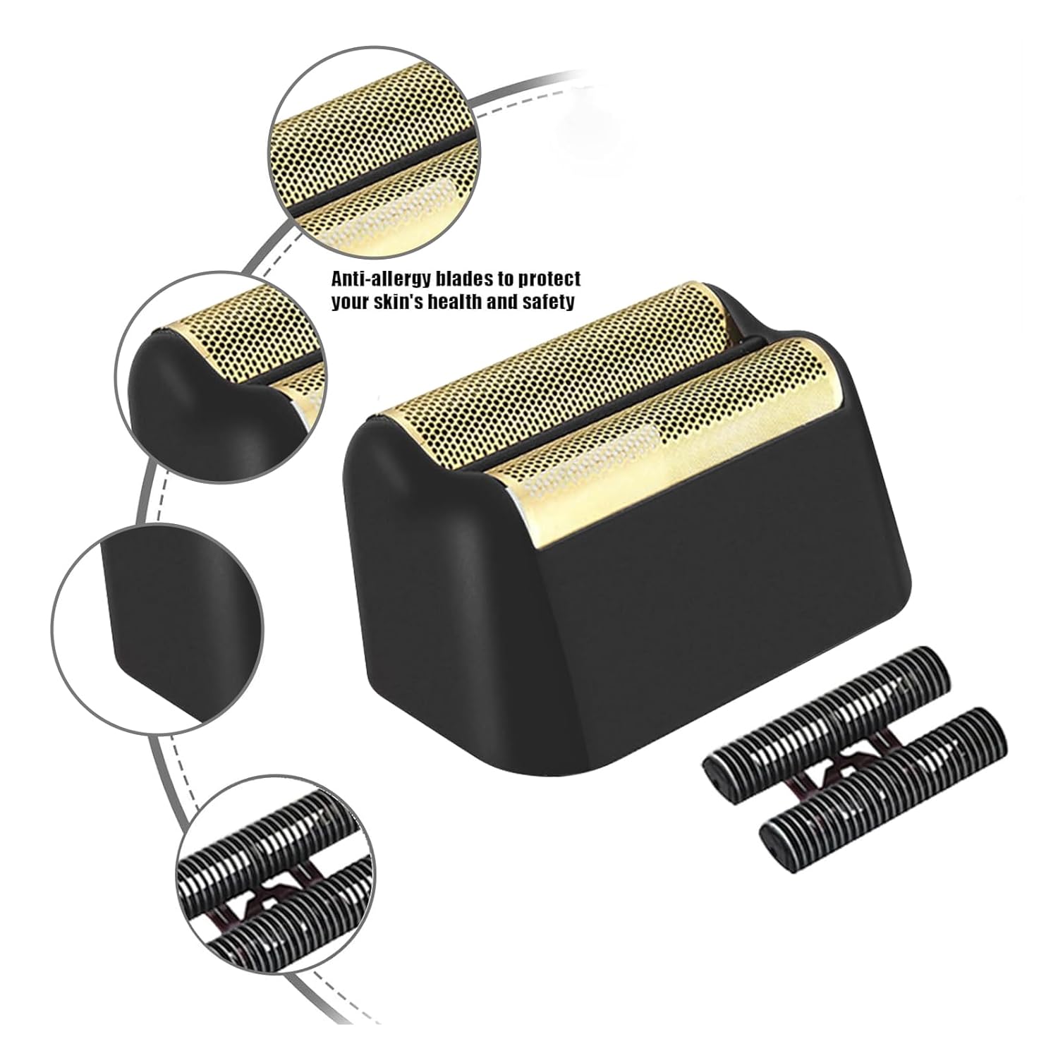 2 Pack Professional 5 Star Series Finale Shaver Replacement Foil and Cutter Bar Assembly Compatible With Wahl Shaver Foil 7031-100, 7043-100 Super Close Shaving Replacement Heads,(Black) - Image 2