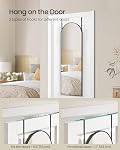 SONGMICS Full Length Hanging Mirror, 120 x 40 cm, Arched Full Body Mirror, Wall or Door Mounted Mirror, Tempered Glass, for Bedroom, Living Room, Cloakroom, Ink Black ULFM033B01