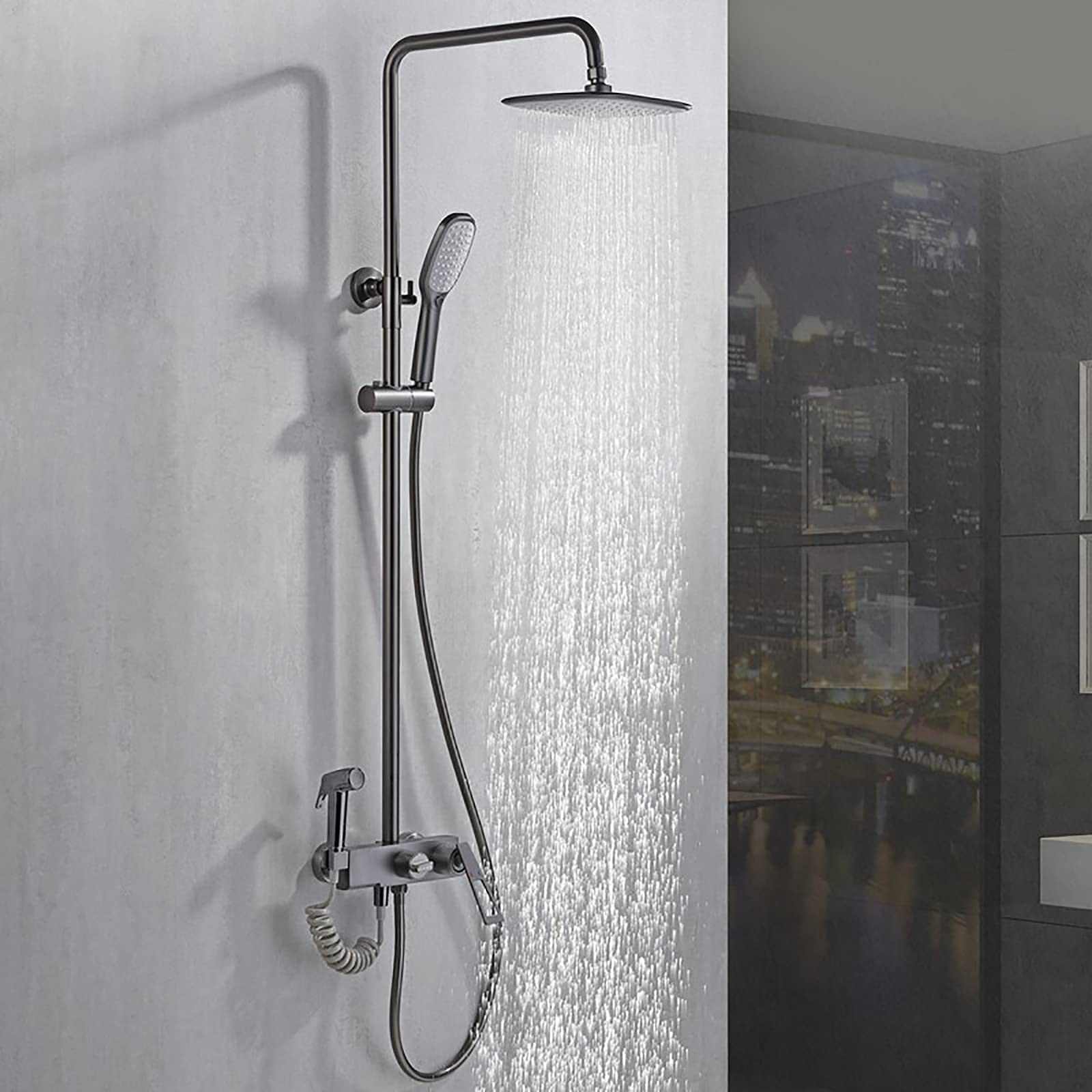 System natryskowy z wylewką wannową, mieszaczem deszczowym, zestawem prysznicowym z deszczownicą o średnicy 9,6 cala, zestawem baterii prysznicowej z ręcznym zestawem