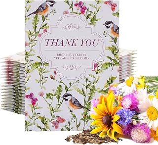 Bentley Seed Co. Thank You - Bird Butterfly Mix Seed Packets - 25 Seed Packs - Perfect Eco-Friendly Gift for Gardeners & Friends - Non GMO Seeds