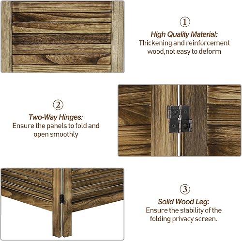 Miniatura 3 de Babion Separadores de habitación de 4 paneles, separadores de habitación de madera, separadores de habitación portátiles y pantallas de privacidad
